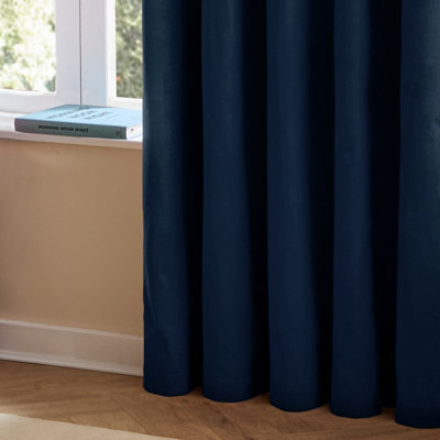 Furn The Ultimate Velvet Room Darkening Eyelet Curtain Pair, Royal, (W) 229 x (D) 229cm