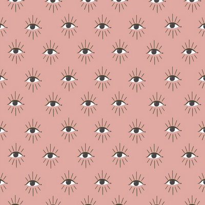 furn. Theia Blush Pink Abstract Eyes Foiled Wallpaper Sample