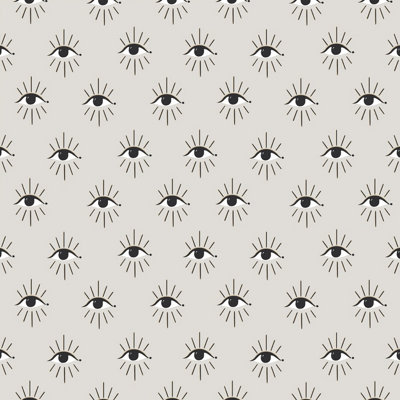 furn. Theia Grey/Beige Abstract Eyes Foiled Wallpaper Sample