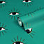 furn. Theia Turquoise Abstract Eyes Foiled Wallpaper Sample