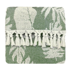 furn. Tropics Botanical Jacquard Tasselled Bath Towel