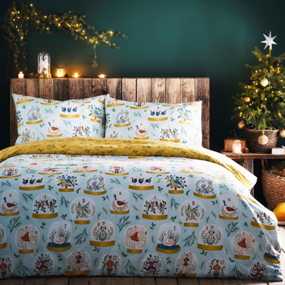 furn. Twelve Days of Christmas Festive Reversible Duvet Cover Set