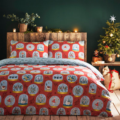 furn. Twelve Days of Christmas Festive Reversible Duvet Cover Set