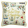 furn. Twelve Days of Xmas Embroidered Polyester Filled Cushion