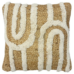 furn. Unio Tufted Jute Natural Polyester Filled Cushion