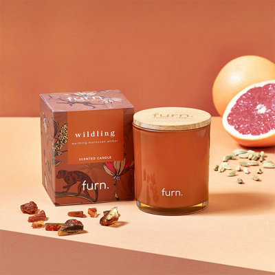 furn. Wildlings Amber, Cinnamon + Mandarin Scented Glass Candle