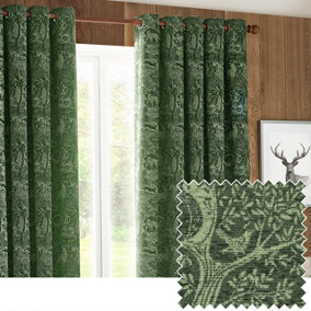 furn. Winter Woods Animal Jacquard Chenille Eyelet Curtains