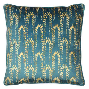 furn. Wisteria Printed Velvet Piped Polyester Filled Cushion