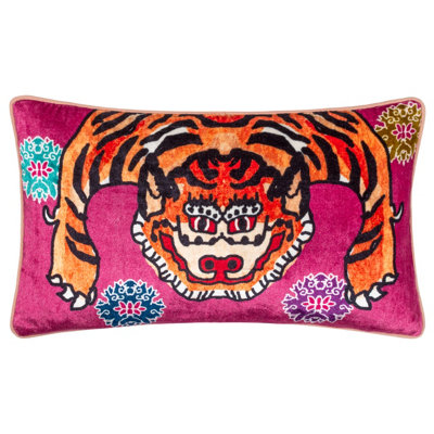 furn. Year Of The Tiger Velvet Feather Filled Cushion