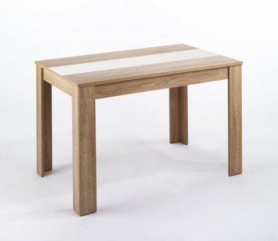 FURNCO Orin DT Compact Dining Table - 120x80 cm for 4-6 People - Engineered Wood, Sonoma Oak/Black-White Reversible Insert