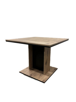 FURNCO Renly DT Compact Extendable Dining Table - 100(+40) x100 cm with Extension Leaf - Engineered Wood, Viking Oak / Black