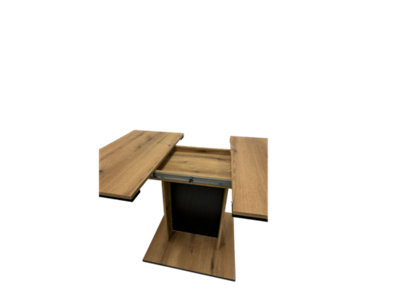 FURNCO Renly DT Compact Extendable Dining Table - 100(+40) x100 cm with Extension Leaf - Engineered Wood, Viking Oak / Black
