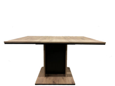 FURNCO Renly DT Compact Extendable Dining Table - 100(+40) x100 cm with Extension Leaf - Engineered Wood, Viking Oak / Black