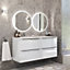 Furneo Bathroom Vanity Unit Floating Storage Basin Gloss White 4-Drawer 120cm With Chrome Handle