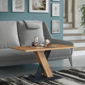 Furneo Coffee Side Table Oak & Concrete Effect Modern Living Room Furniture Enzo 02