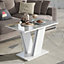 Furneo Glass Coffee Side Table White And Grey Modern Living Room Furniture