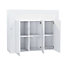 Furneo Matt & High Gloss White 3-door Sideboard Cabinet Cupboard Unit Clifton04 White LED Lights