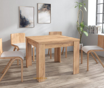 Furneo Modern Dining Table Only Extendable 90-180cm Oak Effect Golden 01