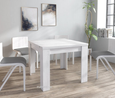 Furneo Modern Dining Table Only Extendable 90-180cm White Pine Effect Golden 02