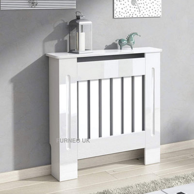 Furneo Modern High Gloss White Radiator Cover Small