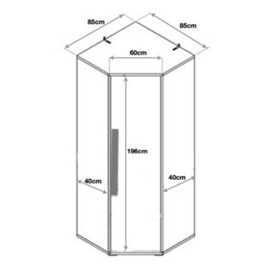Furneo Modern White High Gloss & Matt Graphite Corner Wardrobe Bedroom Closet Storage With LED Light Clifton 14G