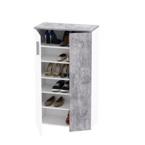FurniComp Basix White and Grey 20 Pair Large Shoe Storage Cabinet