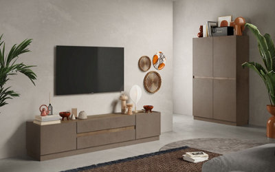 FURNICOMP Chelsea 2 Door 1 Drawer Compact Bronze and Mercure Oak Sideboard