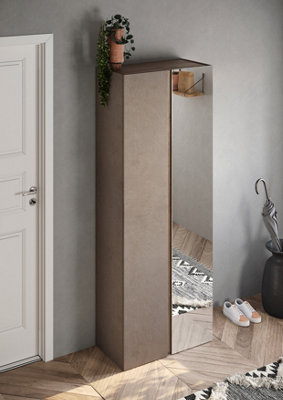 FURNICOMP Chelsea Door Bronze and Mercure Oak Tall Mirrored Shoe