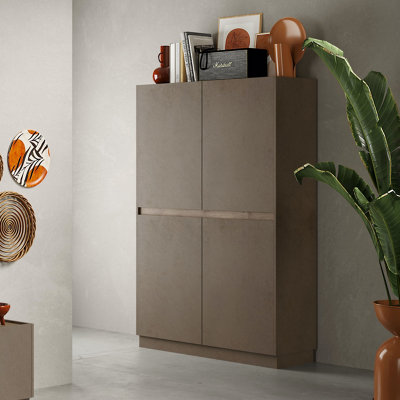 FURNICOMP Chelsea 4 Door Bronze and Mercure Oak Tall Sideboard/Highboard