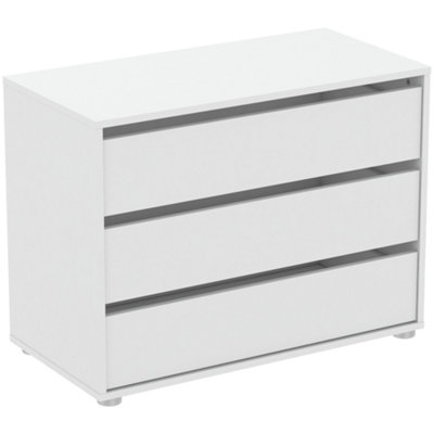 FURNICOMP Dallas Universal 3 Drawers Matt White 80cm Large Internal Chest of Drawers for Wardrobes