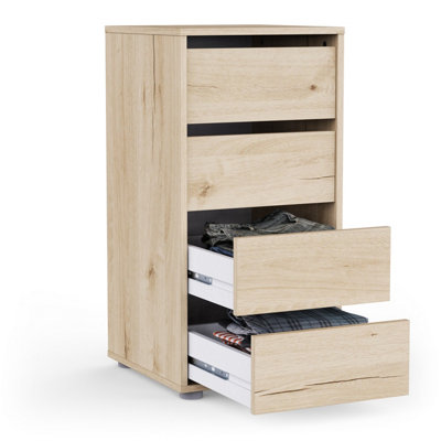 FURNICOMP Dallas Universal 4 Drawers Royal Oak 40cm Tall Narrow ...