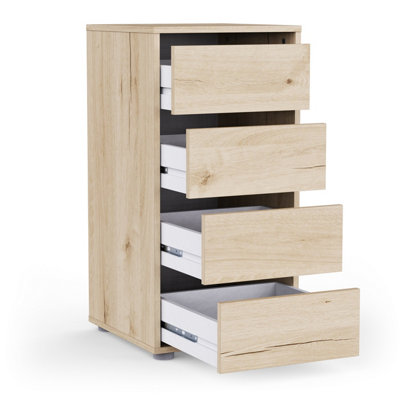 FURNICOMP Dallas Universal 4 Drawers Royal Oak 40cm Tall Narrow ...