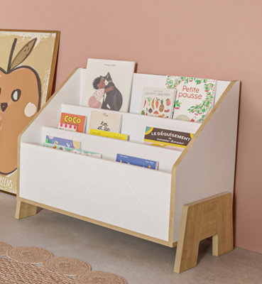 FURNICOMP Elsie 3-Tier Kids Bookcase- Matt White & Hamilton Oak