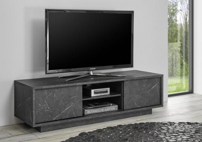 FURNICOMP Glacia 2 Door 139cm Black Marble Effect TV Stand