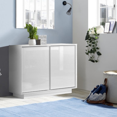 FURNICOMP Glacia 2 Door 92cm White Gloss Sideboard