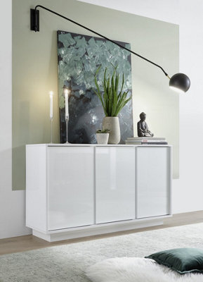 FURNICOMP Glacia 3 Door 138cm White Gloss Sideboard