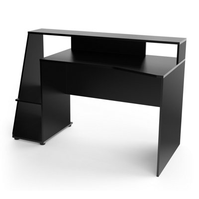FURNICOMP Luna 138cm Black Gaming Desk With Hutch