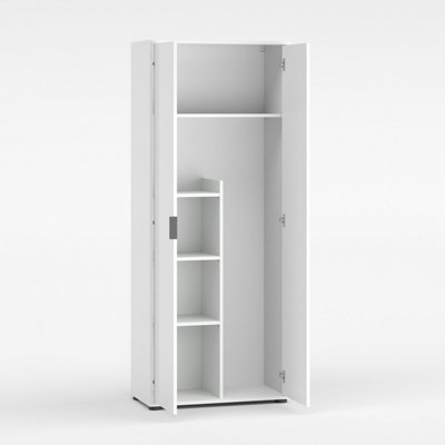 FURNICOMP Universal Multi-Use White Gloss Tall 2 Door Broom