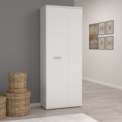 FURNICOMP Variant Multipurpose White Tall 2 Door Broom Utility Cupboard