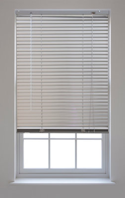 FURNISHED Aluminum Venetian Blinds - Silver 25mm Slats Trimmable Blinds for Windows and Doors (W)105cm (L)150cm