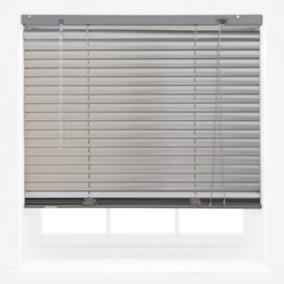 FURNISHED Aluminum Venetian Blinds - Silver 25mm Slats Trimmable Blinds for Windows and Doors (W)120cm (L)210cm