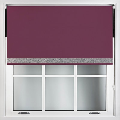 Furnished Aubergine Blue Blackout Blind with Silver Glitter Accent Made to Measure - (W)210cm x (L)210cm