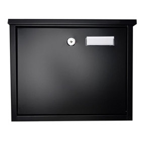 Furnished Black Letterbox Top Loading Mail Box Wall Mounted Post Box