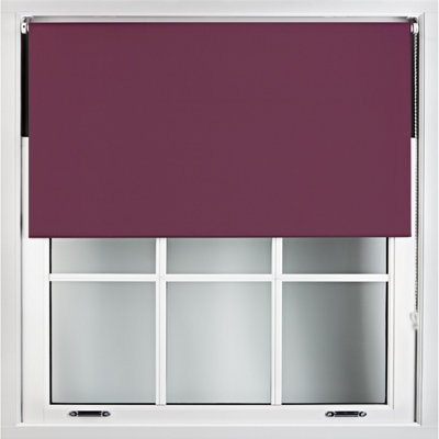 FURNISHED Blackout Roller Blinds - Aubergine Blue Trimmable Blind for Windows and Doors (W)115cm (L)165cm