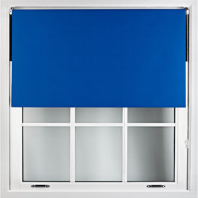 FURNISHED Blackout Roller Blinds - Blue Trimmable Blind for Windows and Doors (W)165cm (L)165cm