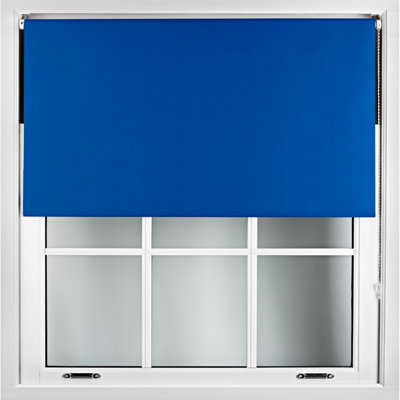 FURNISHED Blackout Roller Blinds - Blue Trimmable Blind for Windows and Doors (W)75cm (L)210cm