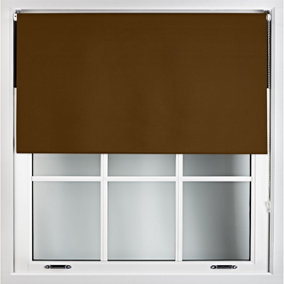 FURNISHED Blackout Roller Blinds - Brown Trimmable Blind for Windows and Doors (W)125cm (L)165cm