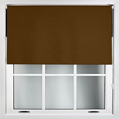FURNISHED Blackout Roller Blinds - Brown Trimmable Blind for Windows and Doors (W)190cm (L)210cm