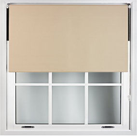 FURNISHED Blackout Roller Blinds - Cappuccino Trimmable Blind for Windows and Doors (W)185cm (L)210cm