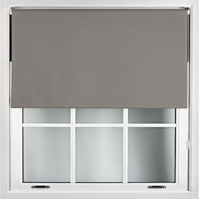 FURNISHED Blackout Roller Blinds - Dark Grey Trimmable Blind for Windows and Doors (W)110cm (L)165cm